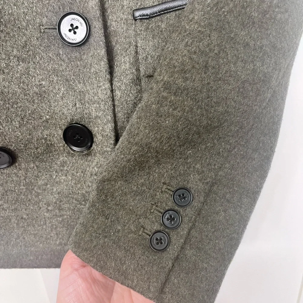 Jason Wu Pea Coat leather and lace detail - Picture 6 of 15